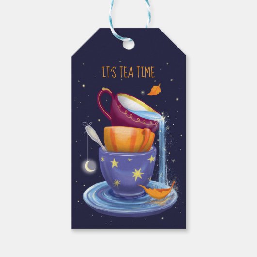 Teebecher fallen Whimsical Tee Party Geschenkanhänger (Vorderseite)