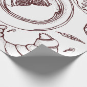 Teebecher, Gebäck, Croissant, Vintag, Handgemenge Geschenkpapier (Ecke)