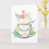 Teebecher in Pastellfarben mit Blume Karte (Gelbe Blume)