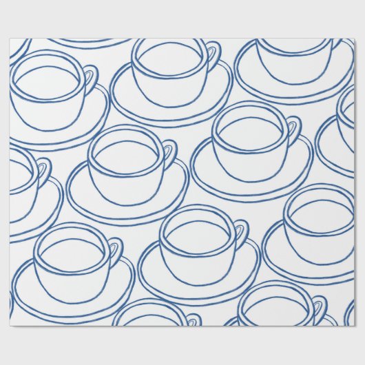 Teebecher mit blauer und weißer Linie Geschenkpapier (Flach)