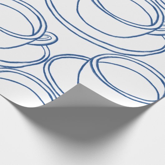 Teebecher mit blauer und weißer Linie Geschenkpapier (Ecke)