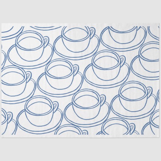 Teebecher mit blauer und weißer Linie Seidenpapier (Vorderseite)