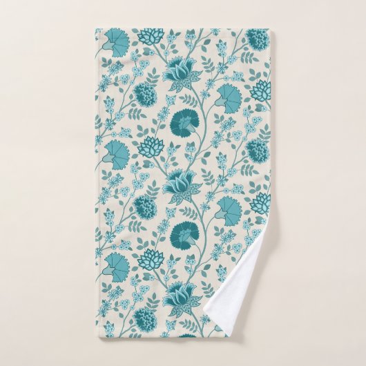 Teebecher mit floralen Mustern auf Creme Badhandtuch Set (Handtuch)