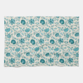 Teebecher mit floralen Mustern auf Creme Geschirrtuch (Horizontal)