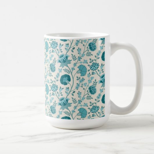 Teebecher mit floralen Mustern auf Creme Kaffeetasse (Rechts)