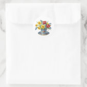 Teebecher mit Frühlingsblumen Runder Aufkleber (Tasche)