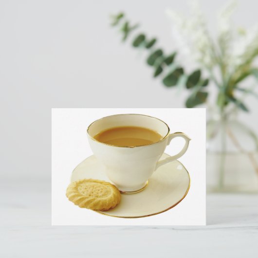 Teebecher mit Keks Postkarte (Stehend Vorderseite)