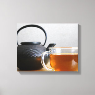 Teebecher mit Tee aus schwarzem Metall Kettle 11x1 Leinwanddruck