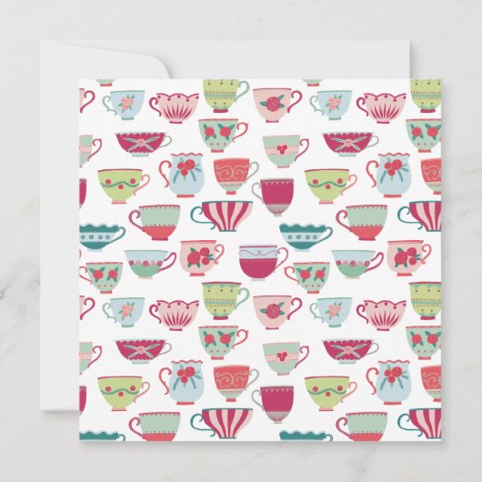 Teebecher Modernes Vintages Brautparty Einladung (Rückseite)