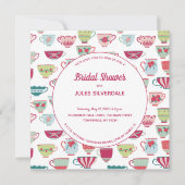 Teebecher Modernes Vintages Brautparty Einladung (Vorderseite)