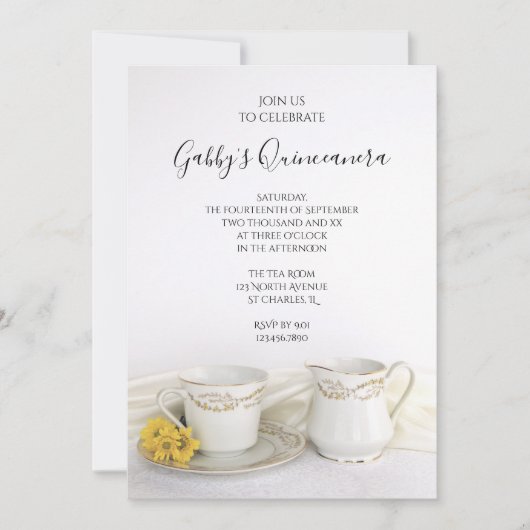 Teebecher und Party "Gelbe Milchähren" Einladung (Vorderseite)