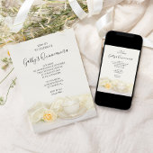 Teebecher und Party "White Rose Quinceanera" Einladung