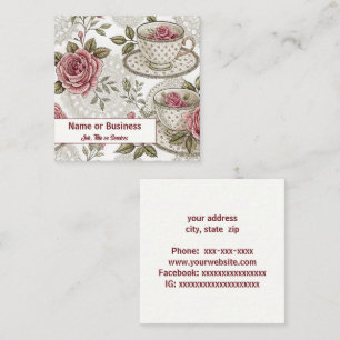 Teebecher und Rose Quadratische Visitenkarte