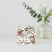 Teebecher und Rose Quadratische Visitenkarte (Stehend Vorderseite)