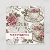 Teebecher und Rose Quadratische Visitenkarte (Vorderseite)