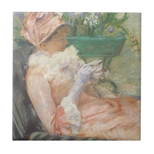 Teebecher von Mary Cassatt, Vintager Impressionism Fliese (Vorderseite)