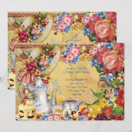 Teebedeckte Party Einladungen (Vorne/Hinten)