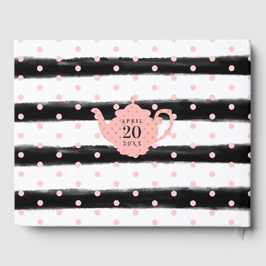 Teebeutel & Blumenkohl Tee Party Pink Babydusche Gästebuch (Rückseite)