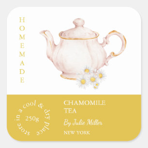 Teebeutel Chamomile Teetikett Quadratischer Aufkleber