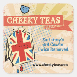 Teebeutel der britischen Flagge mit Teebekleber Quadratischer Aufkleber