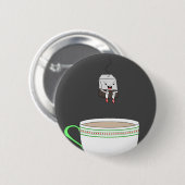 Teebeutel, der in Tasse Tee springt Button (Vorne & Hinten)
