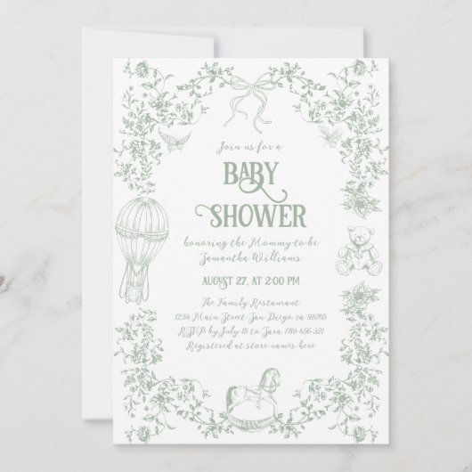 Teebeutel mit grüner Toilblütendusche Einladung (Vorderseite)