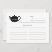 Teebeutel-Rezept-Karte mit schwarzem und weißem Na (Vorderseite)