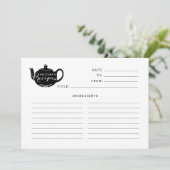 Teebeutel-Rezept-Karte mit schwarzem und weißem Na (Stehend Vorderseite)