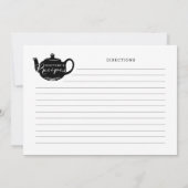 Teebeutel-Rezept-Karte mit schwarzem und weißem Na (Rückseite)