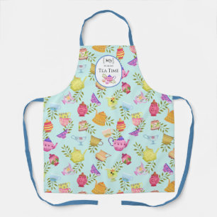 Teebeutel und Cups Blauer Mehrfach-Print-Schürze Schürze