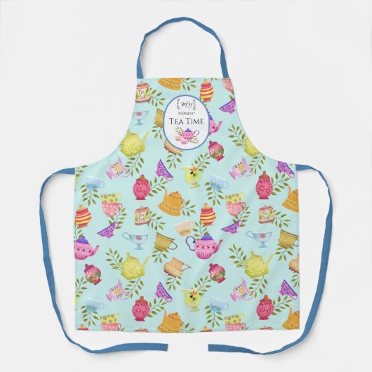 Teebeutel und Cups Blauer Mehrfach-Print-Schürze Schürze (Vorderseite)