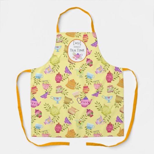 Teebeutel und Cups Gelbe Überblenddrucke Schürze (Vorderseite)