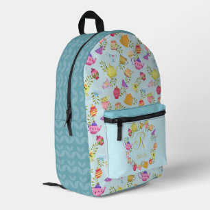 Teebeutel und Cups Monogramm Blau Bedruckter Rucksack