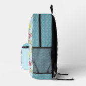 Teebeutel und Cups Monogramm Blau Bedruckter Rucksack (Rechts)