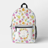 Teebeutel und Cups Monogramm Grau weiß Bedruckter Rucksack (Vorderseite)