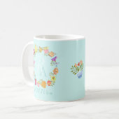 Teebeutel und Tassen Monogramm Pastel Blue Tasse (Vorderseite Links)