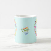 Teebeutel und Tassen Monogramm Pastel Blue Tasse (Mittel)