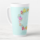 Teebeutel und Tassen Monogramm Pastel Blue Tasse (Linke Ecke)