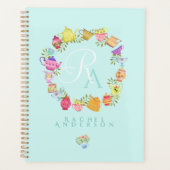 Teebeutel und Tassen Monogramm Pastell blau Planer (Vorderseite)