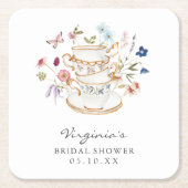 Teebridal-Shower-Coaster Rechteckiger Pappuntersetzer (Vorderseite)