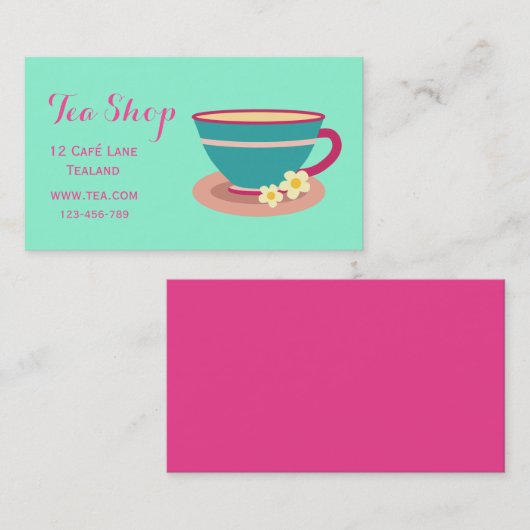 Teebuchteedesigner im Retro-Café Visitenkarte (Vorne/Hinten)