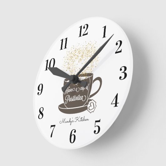 Teecup braunes, inspirierendes Zitat Runde Wanduhr (Winkel)