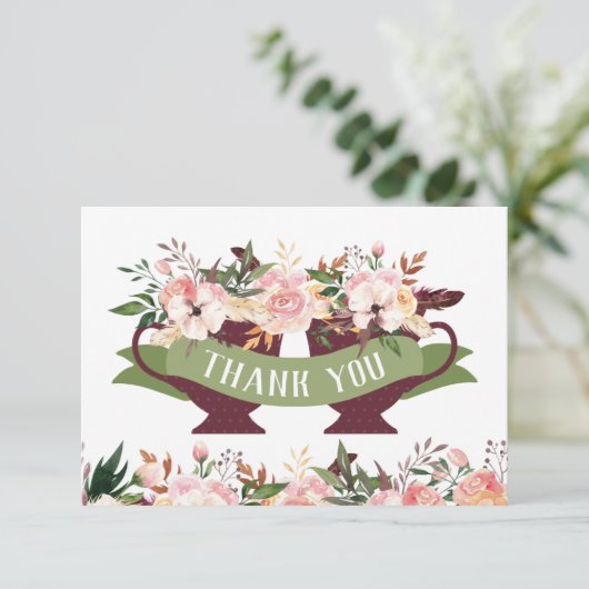 Teecup Dankeschön Karte mit Blume (Stehend Vorderseite)