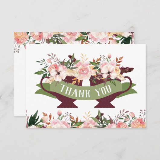 Teecup Dankeschön Karte mit Blume (Vorne/Hinten)