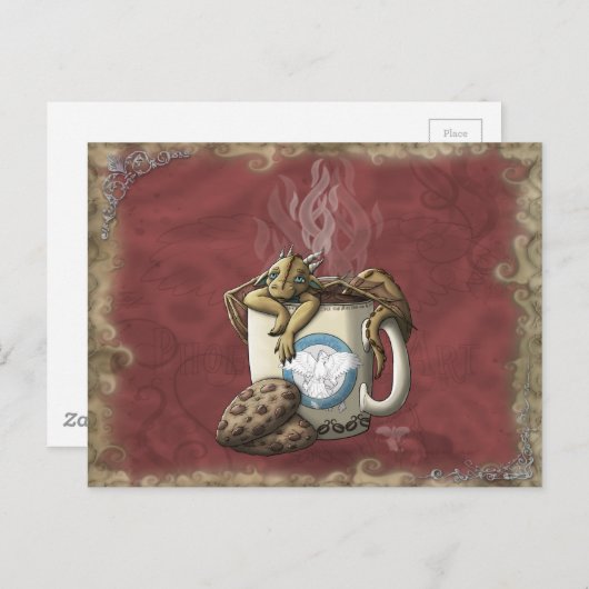 [Teecup-Drache] Kaffee Postkarte (Vorne/Hinten)