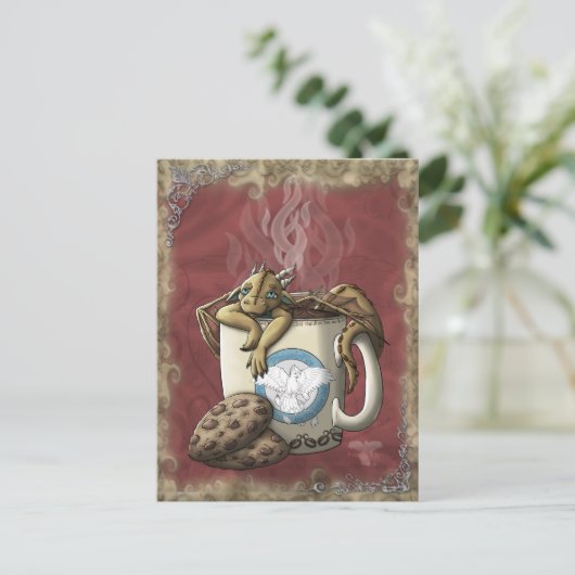[Teecup-Drache] Kaffee Postkarte (Stehend Vorderseite)