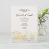 Teecup mit Blume White Rose Post Wedding Brunch Einladung (Stehend Vorderseite)