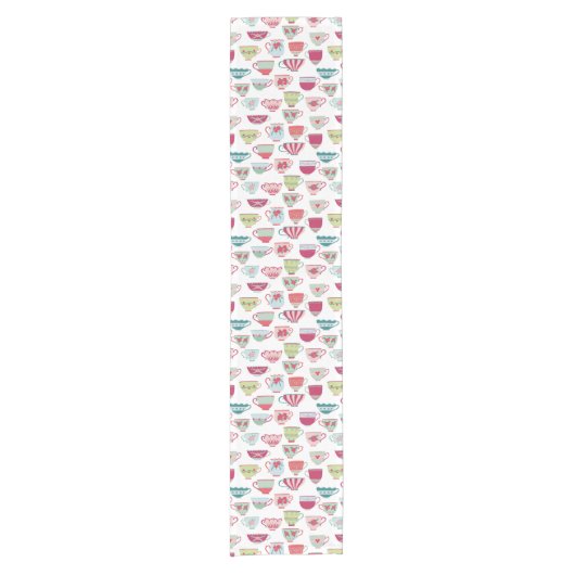 Teecup Muster Kurzer Tischläufer (Vorderseite)