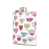 Teecup Muster Modernes Retro Flachmann (Links)