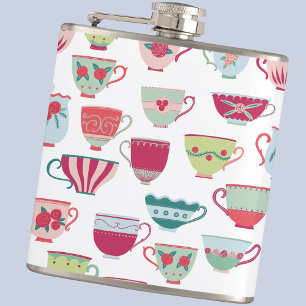 Teecup Muster Modernes Retro Flachmann